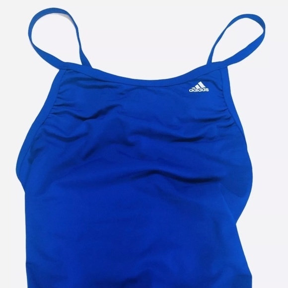 Adidas Solid Vortex-Back Sport Active One Piece Swimsuit Bright Blue Size 32/6. - Picture 5 of 9